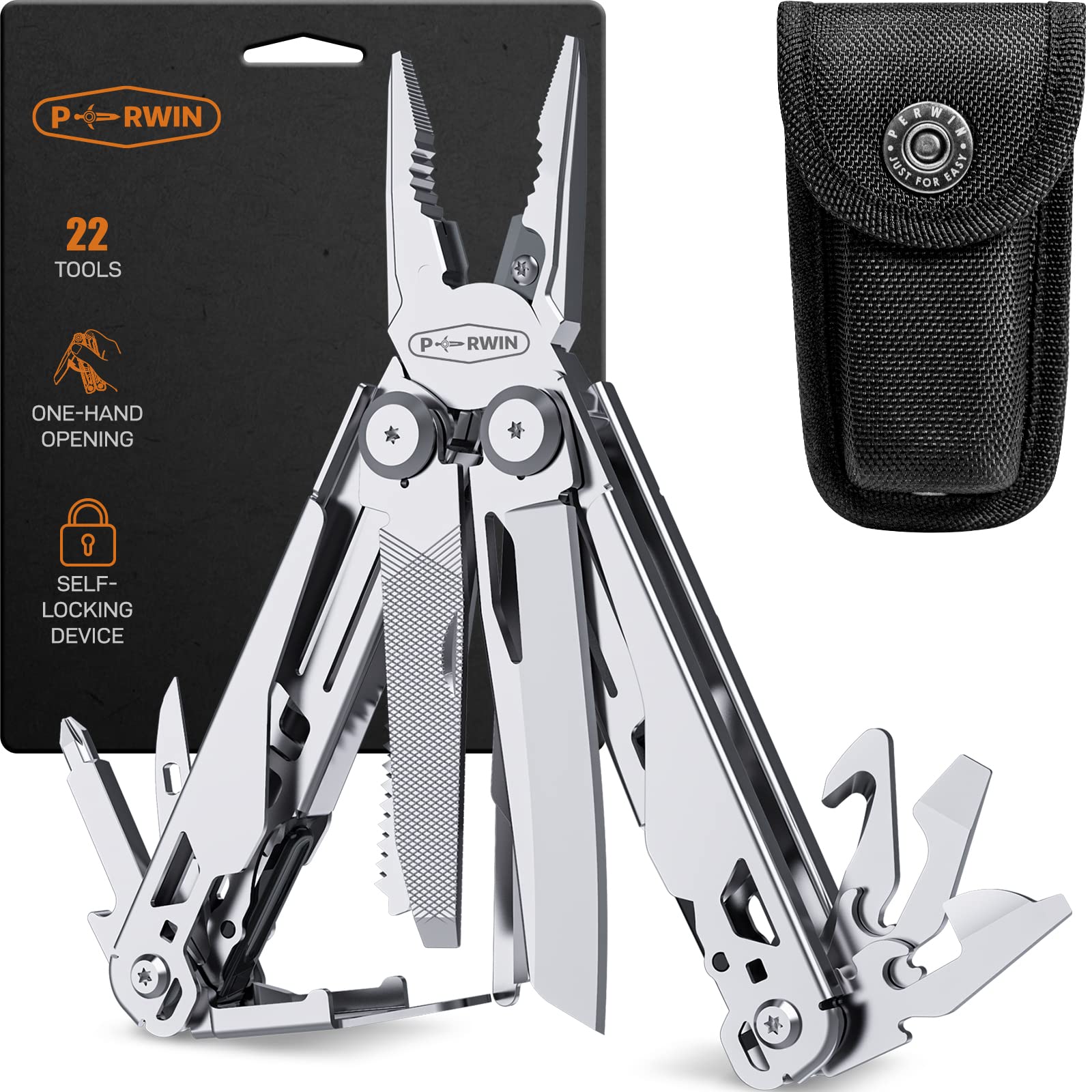 Multitool, 22-in-1 Multitools Pliers with Nylon Sheath, Professional Multi-tool for Survival, Camping and Hunting by PERWIN