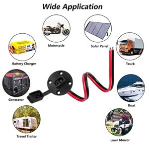 CERRXIAN 0.3m 10AWG SAE Mount Panel Solar Cable, SAE 2 Pin Socket Sidewall Port Cord with O Ring(2-Pack)(1a-1a)