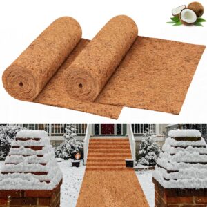 riare 2 pack 16 × 118 inch no-slip ice and snow carpet mats- natural coconut fiber carpet anti-slip coco coir carpet mat for winter walkways front door stairs porch outdoor garden patio safe walking