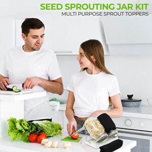 Sprouting Jar Kit Microgreens Grower - Set of 2 Wide Mouth Mason Jars with Stainless Steel Sprout Lids - Sprouter for Growing Broccoli Alfalfa Mung Bean Seeds - FUASHA