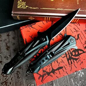 Bundle of Item - EDC Spring Assist Folding Pocket knife - Fixed Blade Knife with Sheath Survival Hunting Knife for Camping Hunting Outdoor