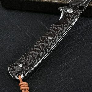 SDOKEDC Best Handmade Damascus Pocket Knife For Men Flipper Folding Hunting Knives With Liner Lock Clip Camping Survival Gear Edc Self Defense Knife (Ebony)