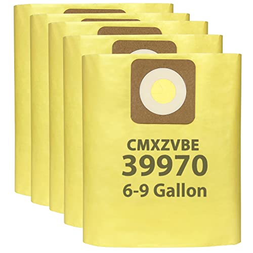 5 Pack 39970 Filter Bags Replacement for CRAFTSMAN 6 and 9 Gallon Shop Vacuums 17584/17590, CMXZVBE39970 Fine Dust Bags