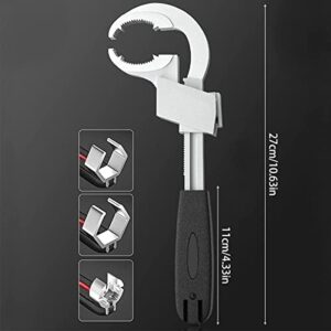 AEVXKHI Universal Adjustable Double-ended Wrench with 3 Card Slots 4 in 1 Multifunctional Adjustable Wrench Universal Sink Plumbing Tools for Disassembly Assembly of Sanitary Ware Pipe Puts Repair