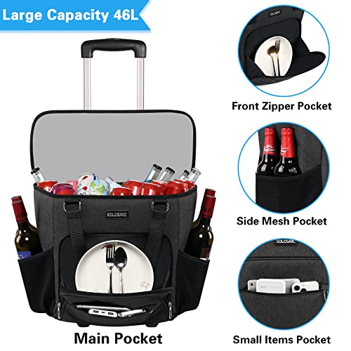 Insulated Cooler Bag with Wheels, 56 Cans Rolling Cooler, Soft Cooler Bag Backpack with Sturdy Zipper for Beach, Camping, Picnic, Patio, Travel, Outdoor, Durable, Reusable and Sustainable, Leakproof