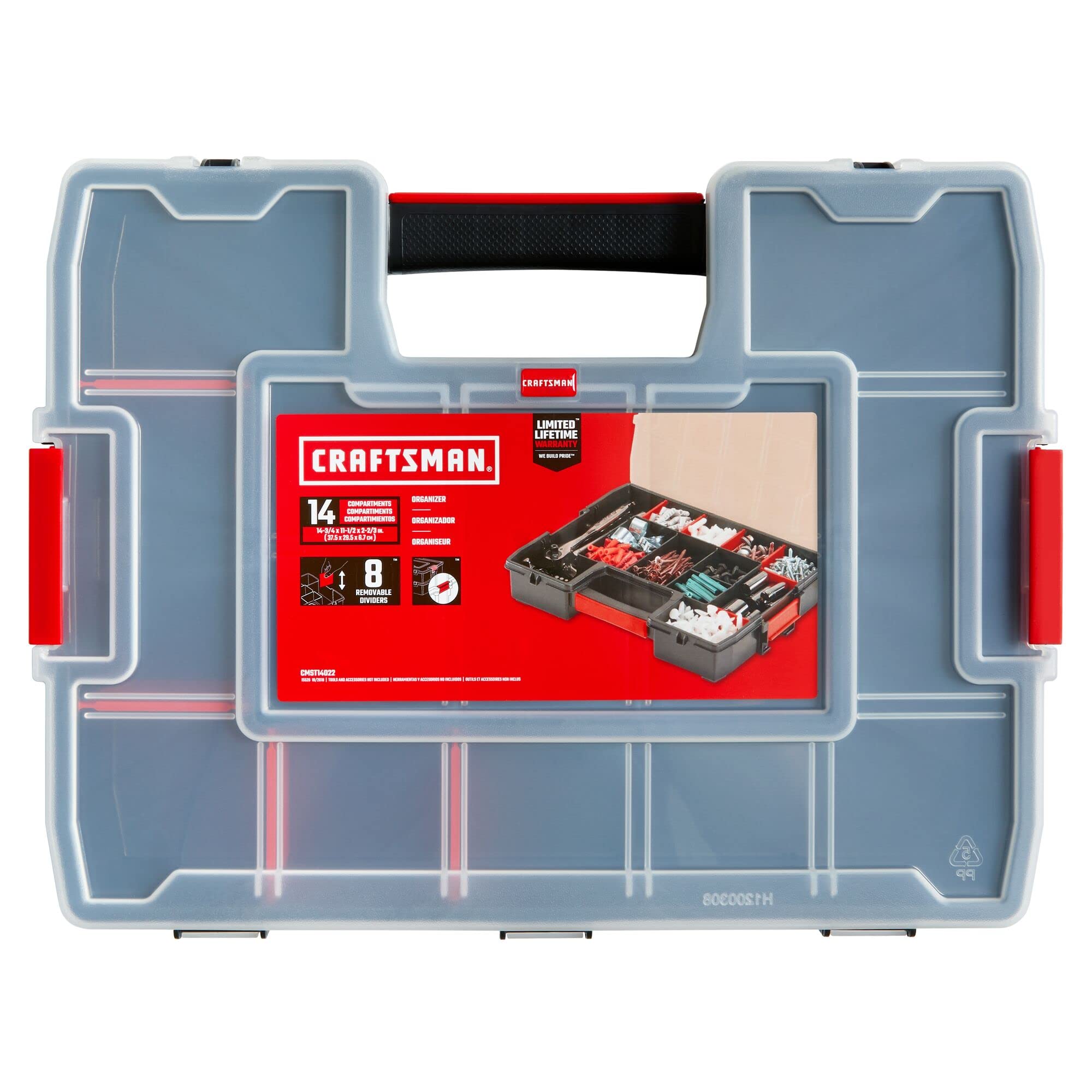 CRAFTSMAN Tool Organizer, 2-Packs with 14-Compartments, Lid Includes Secure Latch (CMST60944M)