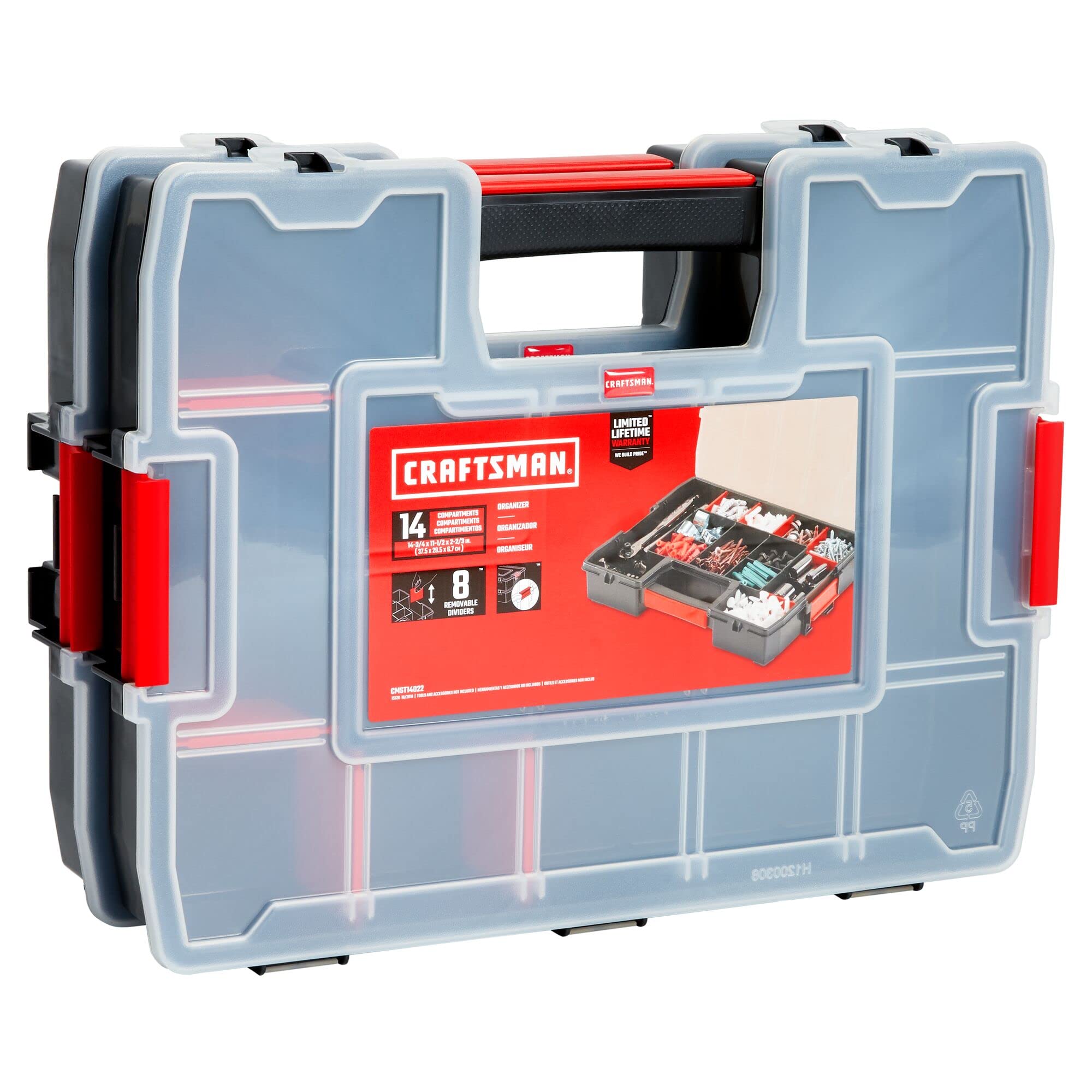 CRAFTSMAN Tool Organizer, 2-Packs with 14-Compartments, Lid Includes Secure Latch (CMST60944M)