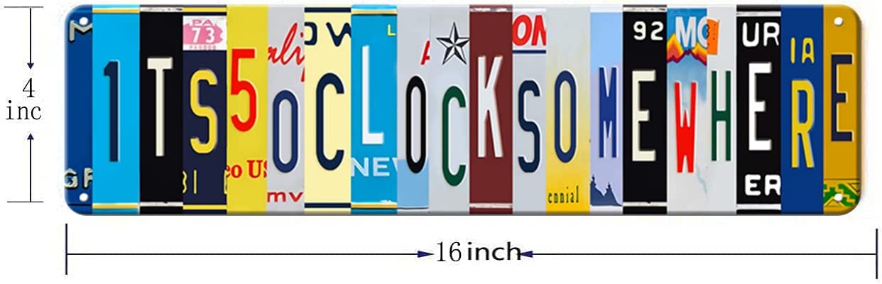 Bar Decor For Home Funny Bar Sign Metal Tin Patio Signs It'S Five O Clock Somewhere Signs Man Cave Accessories Wall Decor Backyard Pool Beach Outdoor Vintage Decorations