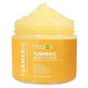 turmeric body scrub - skin brightening face & body scrub with turmeric - all-natural exfoliating turmeric body scrub for hyperpigmentation - turmeric scrub boosts circulation & removes toxins