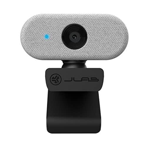 JLab Go Cam USB HD Webcam, White, 1080P/30 FPS, 2.1 Megapixels, Minimalist Portable Set-up, Omni-Directional Microphone, Compatible with PC, Mac and Chromebook