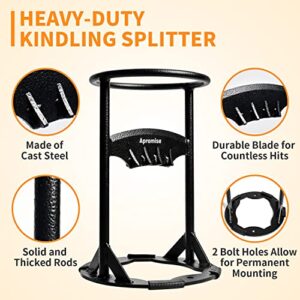 Apromise Wood Splitter - Kindling Splitter with 4 LBS Sledge Hammer and Waterproof Splitter Cover | Heavy Duty Firewood Splitter for Home, Campsite | Safer & Easier to Use & Portable