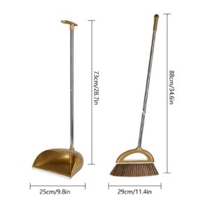 Broom And Dustpan For Home,Upgrade Long Handle Broom With Stand Up Dustpan Combo Set,Broom And Dustpan Set,Long Handle Dust Pan And Broom Heavy Duty Broom With Dustpan Combo Set For Home Kitchen