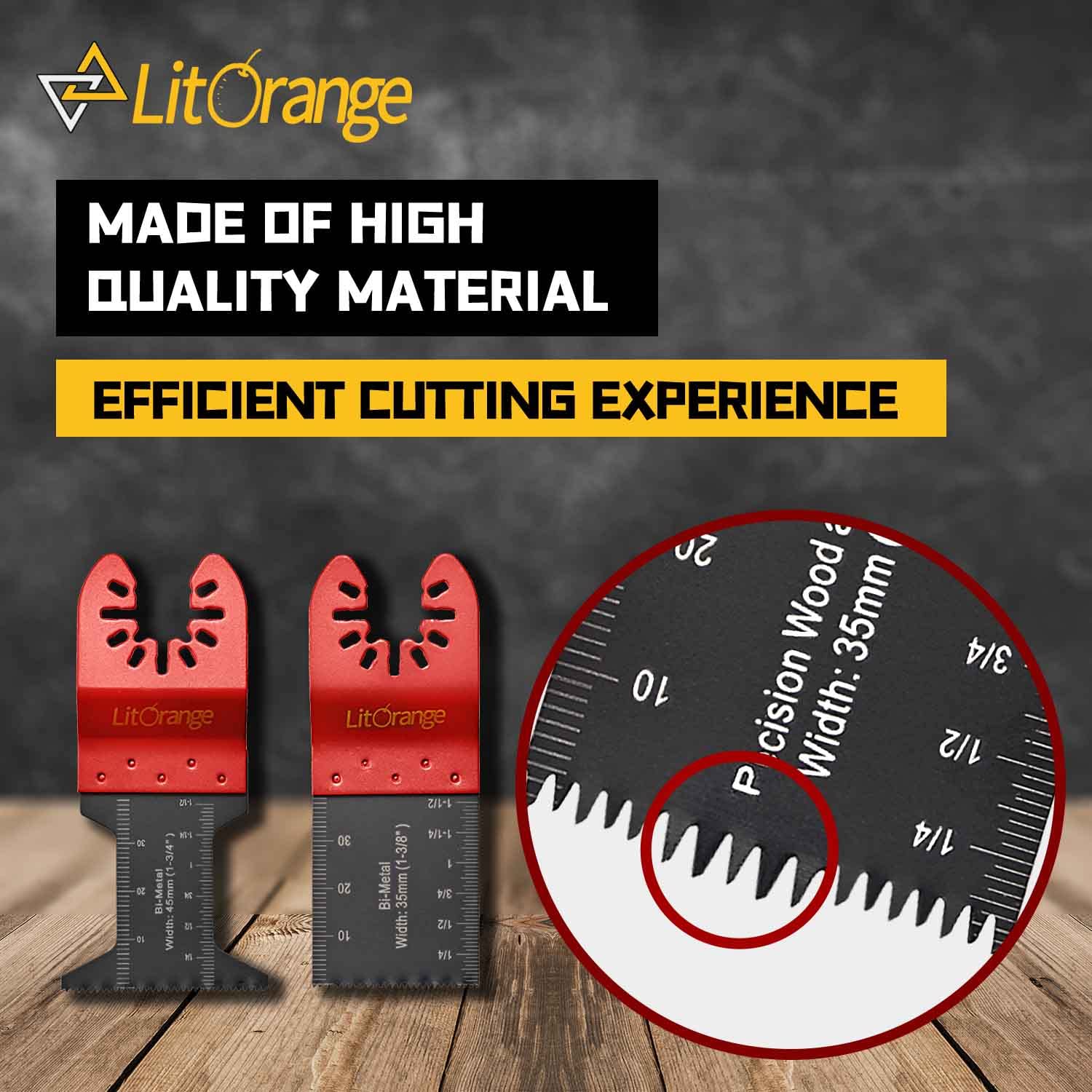 Litorange 6PCS 35mm & 1-3/4" Soft Metal/Bi-Metal/Precision Wood Cutter Saw Blades Oscillating Multi Tool,Professional Universal Oscillating Saw Blades(Pack of 6) for Wood, Metal and Hard Material