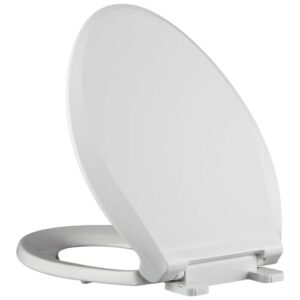 geiweet elongated toilet seat with cover,quiet and slowly close,easy to install and disassemble,easy to clean,durable plastic,standard extended toilet,white