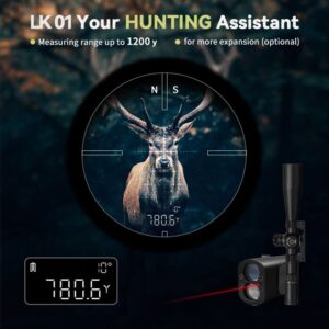 LK01 Auxiliary Ballistic Smart Laser Range Finder, 1200M External Laser Rangefinder with ± 0.5m Accurate, IP65, Compatible with Picatinny Rails, Works with MILESEEY TNV10 Thermal Monocular