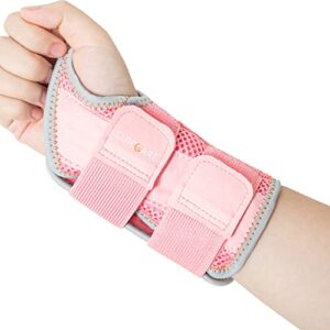 new updated carpal tunnel wrist brace, breathable wrist splint for men & women, wrist brace night support with 2 adjustable straps, hand brace for tendonitis, arthritis (right hand-pink, s/m)