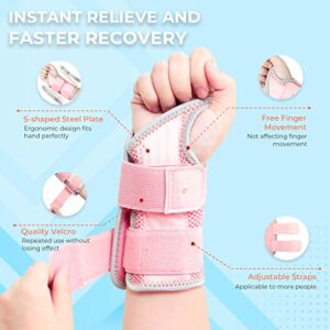 New Updated Carpal Tunnel Wrist Brace, Breathable Wrist Splint for Men & Women, Wrist Brace Night Support with 2 Adjustable Straps, Hand Brace for Tendonitis, Arthritis (Right Hand-Pink, S/M)