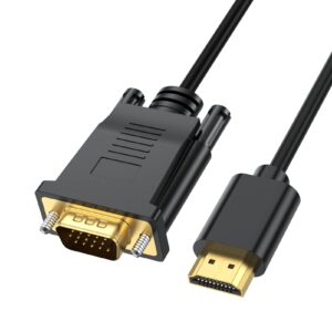 hdmi to vga cable 6 feet, hdmi to vga uni-directional 1080p hd video cord compatible for computer, desktop, laptop, pc, monitor, projector, hdtv and more (1.8m)