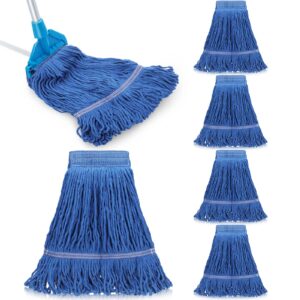 nuogo 6 pieces commercial mop head replacement floor cleaning wet mop heads wet mop head refills heavy duty commercial mop for home industrial commercial cleaning (blue)
