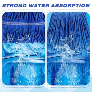 Nuogo 6 Pieces Commercial Mop Head Replacement Floor Cleaning Wet Mop Heads Wet Mop Head Refills Heavy Duty Commercial Mop for Home Industrial Commercial Cleaning (Blue)