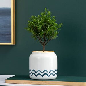 1pc Hand-Drawing Flower Planter Blue and White Flowerpot Ceramic Pot for Succulents Mini Bonsai Desktop Pot (Color : Dia 13cm A, Sheet Size : 9x9x8.8cm)