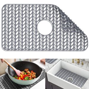 silicone sink mat protectors for kitchen 26''x 14'' jookki kitchen sink protector grid for farmhouse stainless steel accessory with center drain