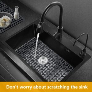 Silicone Sink Mat Protectors for Kitchen 26''x 14'' JOOKKI Kitchen Sink Protector Grid for Farmhouse Stainless Steel Accessory with Center Drain