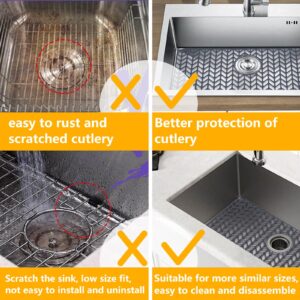 Silicone Sink Mat Protectors for Kitchen 26''x 14'' JOOKKI Kitchen Sink Protector Grid for Farmhouse Stainless Steel Accessory with Center Drain