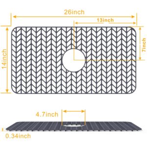 Silicone Sink Mat Protectors for Kitchen 26''x 14'' JOOKKI Kitchen Sink Protector Grid for Farmhouse Stainless Steel Accessory with Center Drain