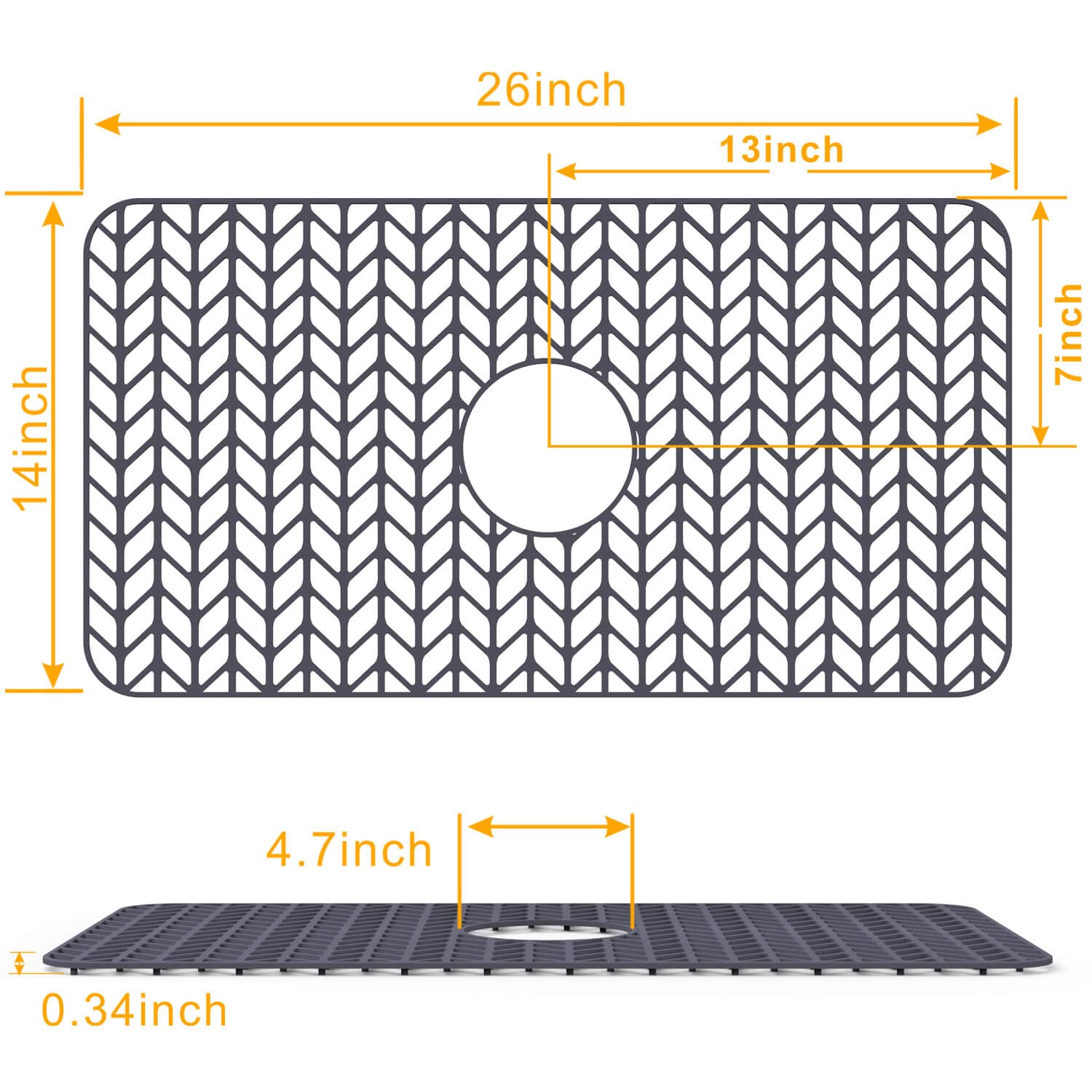 Silicone Sink Mat Protectors for Kitchen 26''x 14'' JOOKKI Kitchen Sink Protector Grid for Farmhouse Stainless Steel Accessory with Center Drain