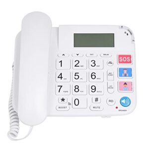 newpal hands-free dial photo memory corded phone,no need to use batteries,energy efficient,corded telephone big button with speaker, sos desk telephones easy ready digit numbers, white