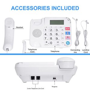 NewPal Hands-Free Dial Photo Memory Corded Phone,No Need to use Batteries,Energy efficient,Corded Telephone Big Button with Speaker, SOS Desk Telephones Easy Ready Digit Numbers, White