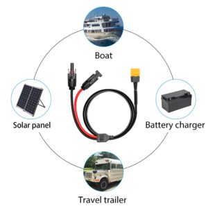 RIIEYOCA Solar Connector to XT60 Male Adapter Cable,1.8m/5.9ft XT60 Male Connector Connect Solar Panel for Solar Generator,Portable Power Station,Lipo Battery etc