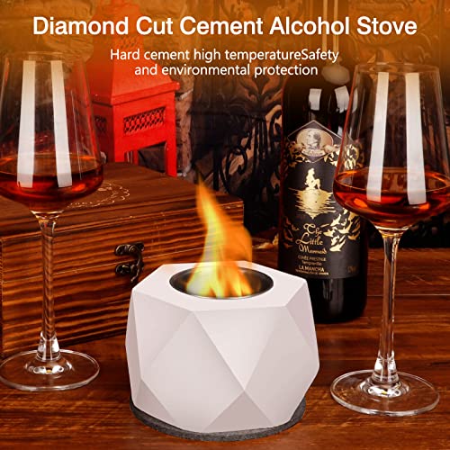 Table top Fire Pit Bowl - Long Time Burning Portable Concrete Tabletop Fireplace - Personal Cement Fire Bowl with Stylish Tabletop Decor for Patio Balcony, Gift for Mom, Dad, Grandma and Grandpa