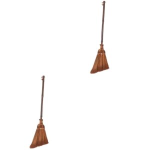 cabilock 2 pieces straw broom natural grass broom hand handle broom straw broom floor cleaning: sweeping