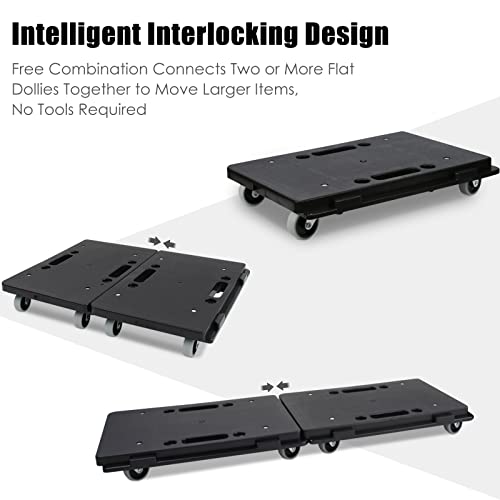 Kqiang 2 PCS Furniture Dolly for Moving,Interlocking Furniture Movers with Wheels,Heavy Furniture Roller Move Tool Set 500 Lbs Capacity Appliance Mover Rollers