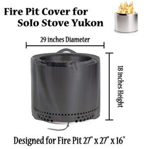 Izzybang Protective Fire Pit Cover for Solo Stove Yukon Round 29 inch Heavy Duty Waterproof Cover for 27 Inch Backyard Bundle Portable Fire Pits