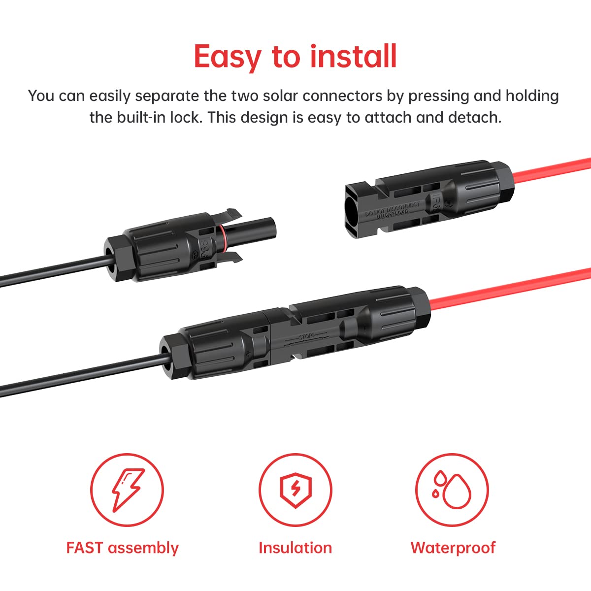 ELFCULB 10AWG 6FT Solar Panel Cable to Anderson Connector 2 6 10 20 35 50FT Solar Extension Cable for Portable Power Station Solar Generator Battery Pack(6FT)