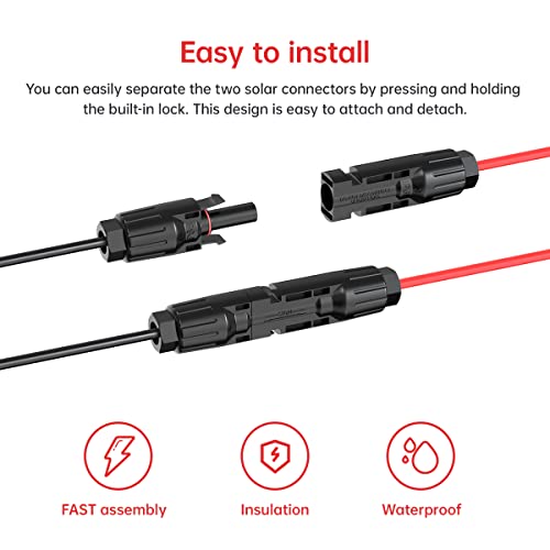 ELFCULB 10AWG 2FT Solar Panel Cable to Anderson Connector 2 6 10 20 35 50FT Solar Extension Cable for Portable Power Station Solar Generator Battery Pack(2FT)