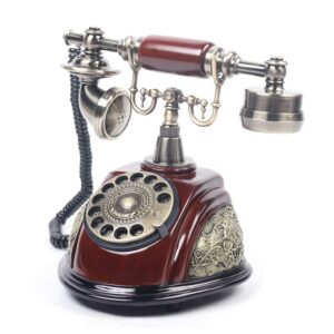 rotary phone, european style antique landline vintage telephone retro landline phone old fashioned corded phone for home and office