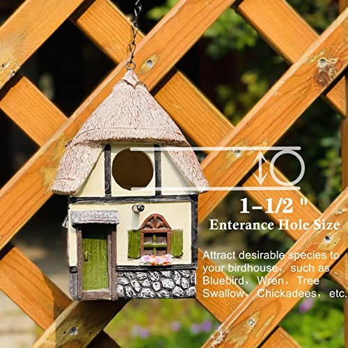 SUQEFAN Resin Bird House,Water Proof，Sun-Proof，Gifts for Bird Lovers,Garden Decorations，Gardening Gifts