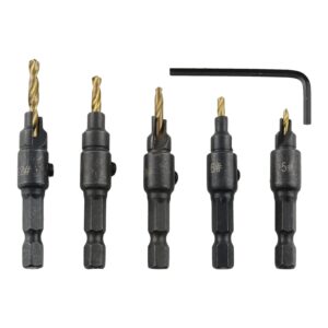 whyhkj countersink drill bits, drill bits, wood countersink drill bit set hex shank quick change counter sinker pre hole drill bit set screw counterbore bit pilot bit set for woodworking and carpentry