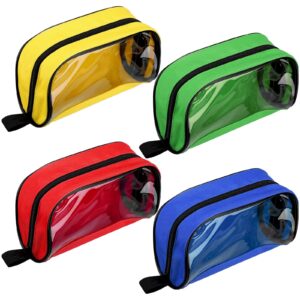 4 pcs empty first aid bag color coded first aid medical kit accessory pouches zippered medical bag organizer storage medical pouch case with transparent window for medical supplies travel, 4 colors