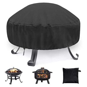 fire pit cover round 30" d x 12" h, waterproof outdoor patio fire pit table cover, full coverage firepit cover - dustproof anti uv and tear resistant (round)