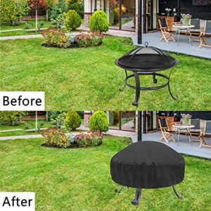 Fire Pit Cover Round 30" D x 12" H, Waterproof Outdoor Patio Fire Pit Table Cover, Full Coverage Firepit Cover - Dustproof Anti UV and Tear Resistant (Round)