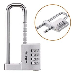 padlock, combination lock, 4 digit combination padlock, 2-1/2" (64mm) wide body. 3/8 inch stainless steel retractable long shackle is suitable for outdoor, school, gym, sports lockers, fences,