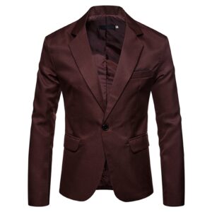 men's slim fit daily blazer lightweight one button lapel slim fit business jacket solid wedding party sport coat (brown,small)
