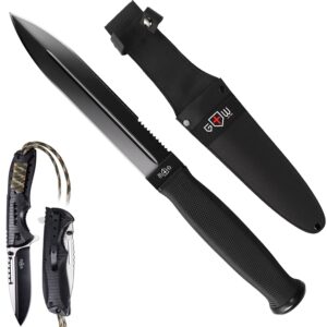 bundle of 2 items - pocket knife - survival military foldable knife - best outdoor camping hunting bushcraft edc folding knife - knife with serrated blade - best edc survival camping hiking military