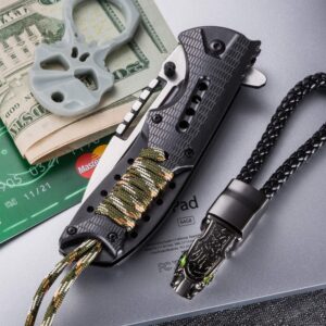 Bundle of 2 Items - Pocket Knife - Survival Military Foldable Knife - Best Outdoor Camping Hunting Bushcraft EDC Folding Knife - Knife with Serrated Blade - Best EDC Survival Camping Hiking Military