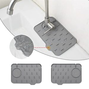2-pack bytelive silicone sink mat, mini sink splash guard and soap sponge holder for kitchen countertop protect with self draining design (gray+gray, 8.3" x 5.7")